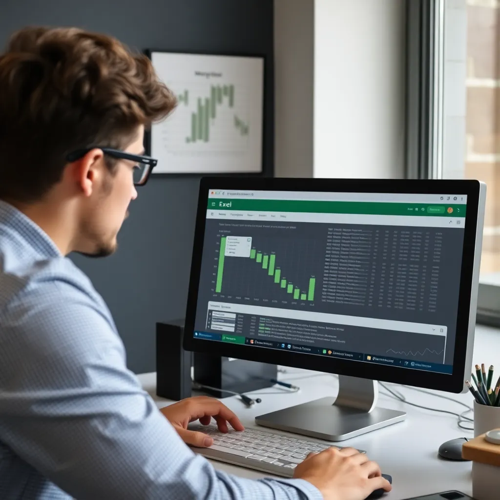 Person lernt Excel-Grundlagen am Computer